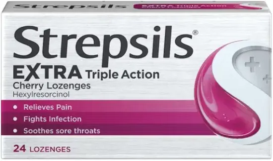 Strepsils Extra Triple Action Cherry Lozenges for Sore Throat