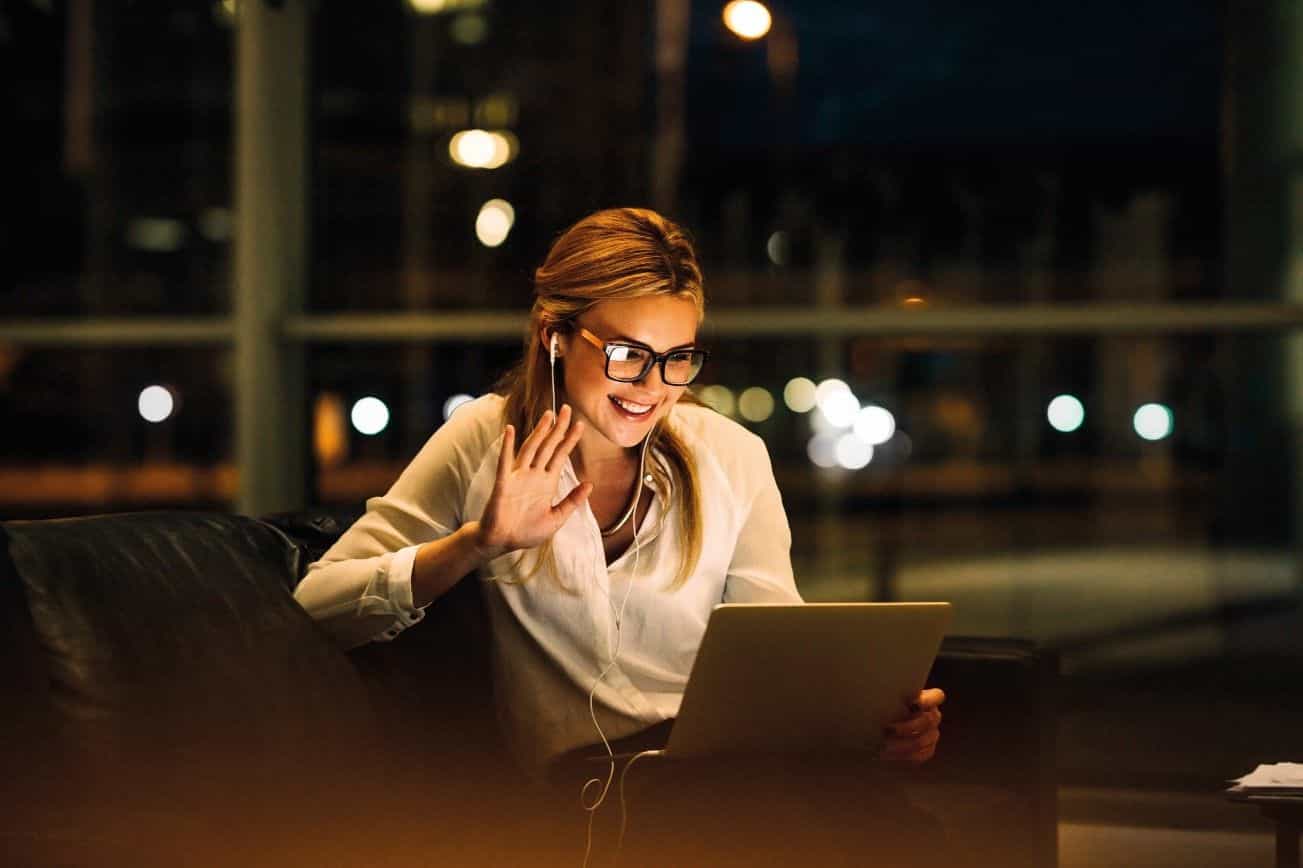 Woman smiling on a video call